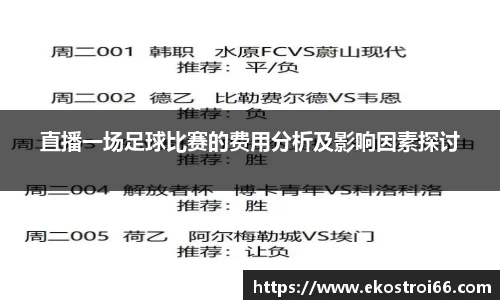直播一场足球比赛的费用分析及影响因素探讨